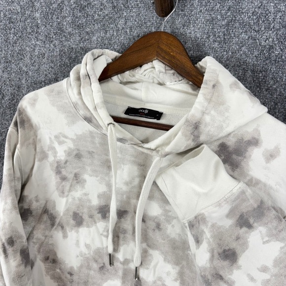 Oodji MAN Mens XL Hoodie Sweatshirt Gray White Tie Dye Long Sleeve Casual - Picture 1 of 9